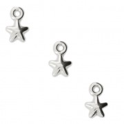 Mini star-shaped charms 7x4.5 mm for DIY jewelry creation - Antique Silver Plating x4