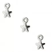 Mini star-shaped charms 7x4.5 mm for DIY jewelry creation - Antique Silver Plating x4