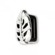 Poussoir slider en métal Feuille pour lacet 5 mm Antique Silver Plating x1