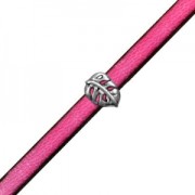 Poussoir slider en métal Feuille pour lacet 5 mm Antique Silver Plating x1