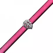 Poussoir slider en métal Feuille pour lacet 5 mm Antique Silver Plating x1