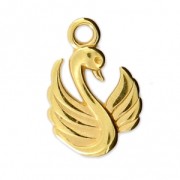 Swan charm for DIY jewelry creation 17x12 mm fine Gold plated x1|raw }}