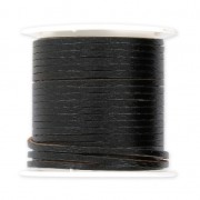 Flat lace 2 mm in reconstituted leather - Black x5m