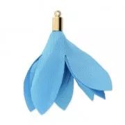 Fabric tassel imitation silk 35 mm with holder - Blue x1