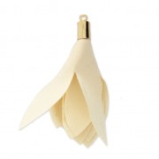 Fabric tassel imitation silk 35 mm with holder - Cream x1
