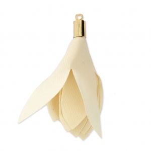 Fabric tassel imitation silk 35 mm with holder - Cream x1