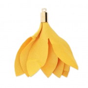 Fabric tassel imitation silk 35 mm with holder - Mustard x1