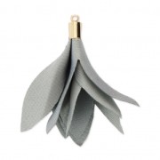 Fabric tassel imitation silk 35 mm with holder - Grey x1