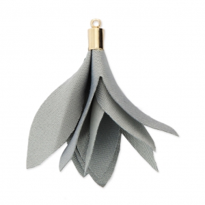 Fabric tassel imitation silk 35 mm with holder - Grey x1
