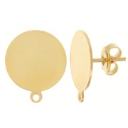 Flat pad earstuds 14 mm Fine gold plated x2|raw }}