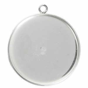925 Sterling Silver Pendant setting for 30 mm cabochon x1