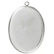 925 Sterling Silver Pendant setting for 30x40 mm cabochon x1