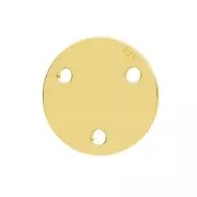 925 Sterling Silver round spacer 3 holes 9 mm - Gold Tone plated  x1