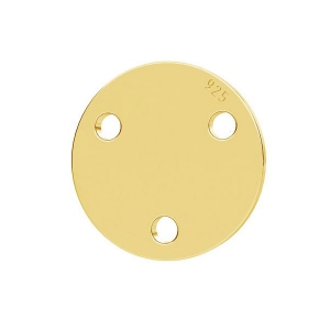925 Sterling Silver round spacer 3 holes 9 mm - Gold Tone plated  x1