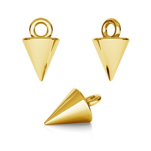 925 Sterling Silver pyramid charm 9x5 mm 24Kt Gold Tone  x1