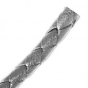 Braided leather cord 6 mm Silver x 50 cm