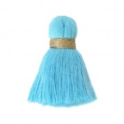 Imitation cotton tassel 35 mm Blue/Gold x1