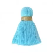 Imitation cotton tassel 35 mm Blue/Gold x1