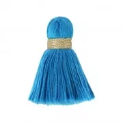 Imitation cotton tassel 35 mm Dark Blue/Gold x1