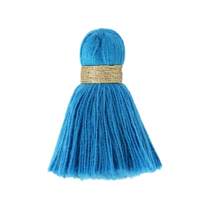 Imitation cotton tassel 35 mm Dark Blue/Gold x1