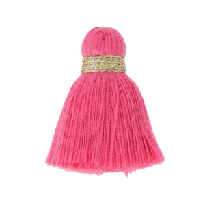 Imitation cotton tassel 35 mm Fuchsia/Gold x1