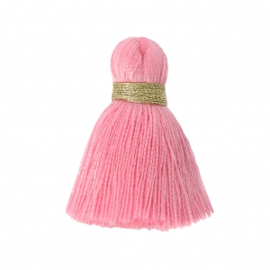 Imitation cotton tassel 35 mm Pink/Gold x1