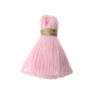 Imitation cotton tassel 35 mm Light Pink/Gold x1