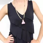 Imitation cotton tassel 35 mm Light Pink/Gold x1