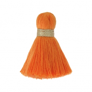 Imitation cotton tassel 35 mm Orange/Gold x1