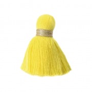 Imitation cotton tassel 35 mm Yellow/Gold x1