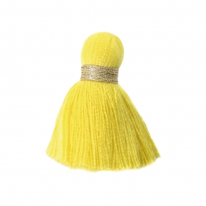 Imitation cotton tassel 35 mm Yellow/Gold x1