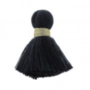 Imitation cotton tassel 35 mm Anthracite Grey /Gold x1