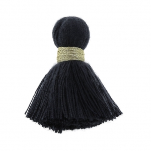 Imitation cotton tassel 35 mm Anthracite Grey /Gold x1