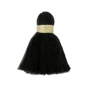 Imitation cotton tassel 35 mm Black/Gold x1