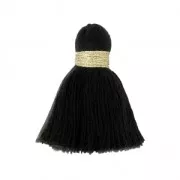 Imitation cotton tassel 35 mm Black/Gold x1