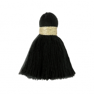 Imitation cotton tassel 35 mm Black/Gold x1