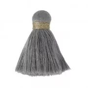 Imitation cotton tassel 35 mm Grey/Gold x1