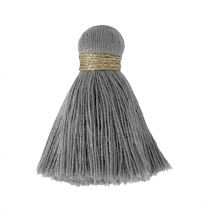 Imitation cotton tassel 35 mm Grey/Gold x1