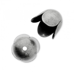 Cord tulip ends 8 mm - Antique fine silver plating x4