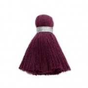 Imitation cotton tassel 35 mm burgundy / Silver x1|raw }}