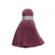 Imitation cotton tassel 35 mm Plum / Silver x1