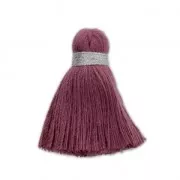 Imitation cotton tassel 35 mm Plum / Silver x1