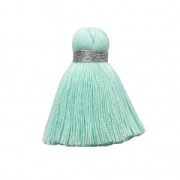 Imitation cotton tassel 35 mm Green Aqua / Silver x1|raw }}