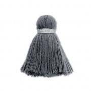 Imitation cotton tassel 35 mm Grey / Silver x1