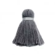 Imitation cotton tassel 35 mm Grey / Silver x1