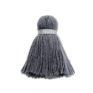 Imitation cotton tassel 35 mm Grey / Silver x1