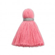 Imitation cotton tassel 35 mm Pink Coral / Silver x1|raw }}