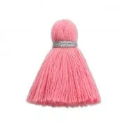 Imitation cotton tassel 35 mm Pink Coral / Silver x1