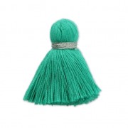 Imitation cotton tassel 35 mm Green Turquoise/Silver x1|raw }}