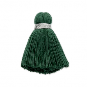 Imitation cotton tassel 35 mm Fir Green/Silver x1